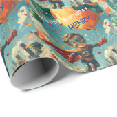 Superhero Happy Birthday Design für Kinder Geschenkpapier (Rolleneckpunkt)