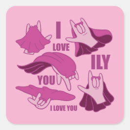 Superhero ILY - ASL Design Quadratischer Aufkleber