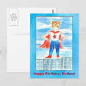 Superhero Individuelle Name Happy Birthday Postkarte (Vorne/Hinten)
