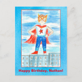 Superhero Individuelle Name Happy Birthday Postkarte