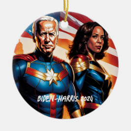 Superhero Joe Biden und Kamala Harris Keramik Ornament
