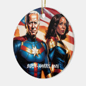 Superhero Joe Biden und Kamala Harris Keramik Ornament (Links)