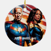 Superhero Joe Biden und Kamala Harris Keramik Ornament (Hinten)