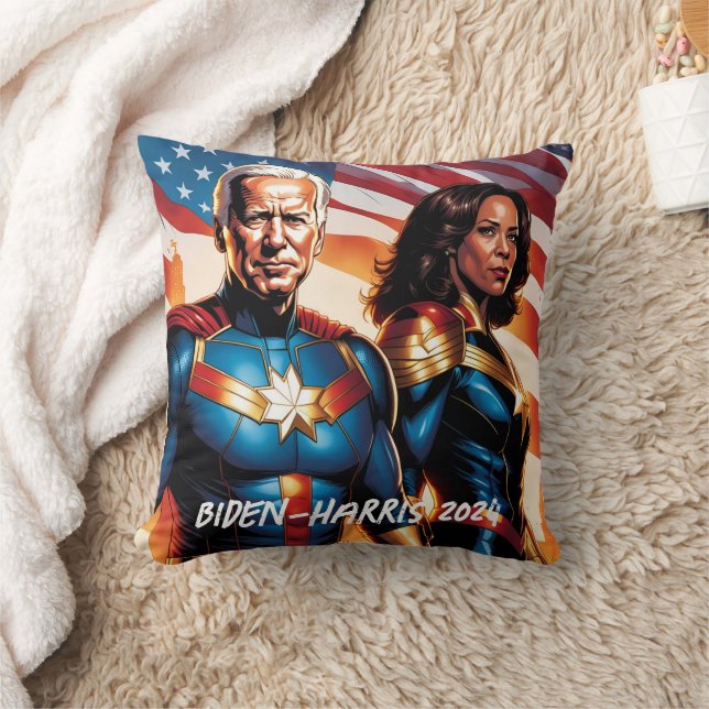 Superhero Joe Biden und Kamala Harris Kissen (Decke)