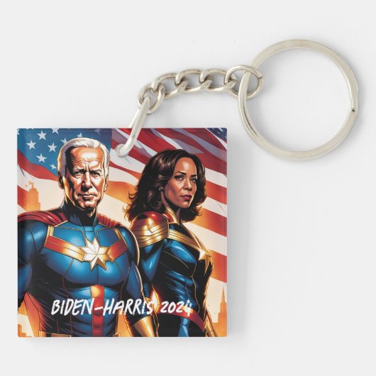 Superhero Joe Biden und Kamala Harris Schlüsselanhänger (Rückseite)