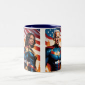 Superhero Joe Biden und Kamala Harris Zweifarbige Tasse (Mittel)