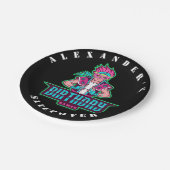 Superhero Junge Grün und rosa Maske Avatar Birthda Pappteller (Schrägansicht)