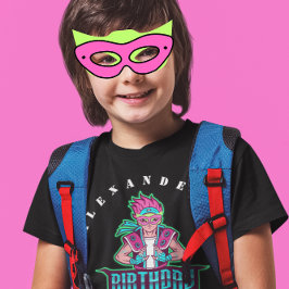 Superhero Junge Grün und rosa Maske Avatar Birthda T-Shirt