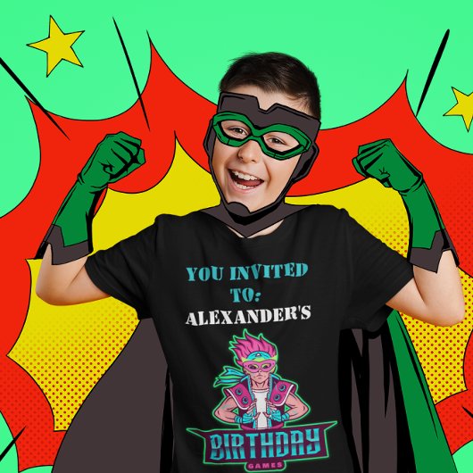 Superhero Junge Pink & Green Game Avatar und Maske Einladung