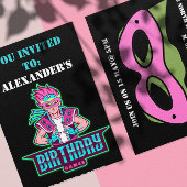 Superhero Junge Pink & Green Game Avatar und Maske Einladung