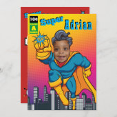 Superhero Justice Birthday Einladung (Vorne/Hinten)