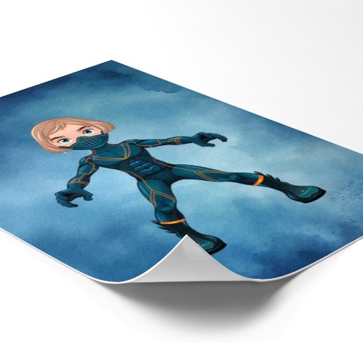 Superhero Kid Digital Printable Poster (Ecke)