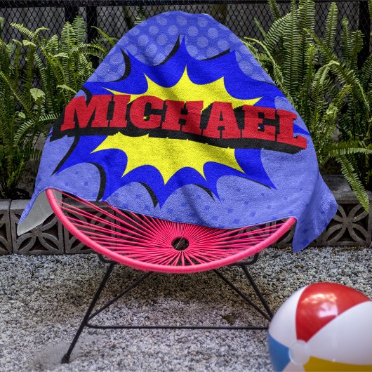 Superhero Kids Comic Buch Personalisierter Name Badhandtuch Set