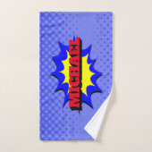 Superhero Kids Comic Buch Personalisierter Name Badhandtuch Set (Handtuch)