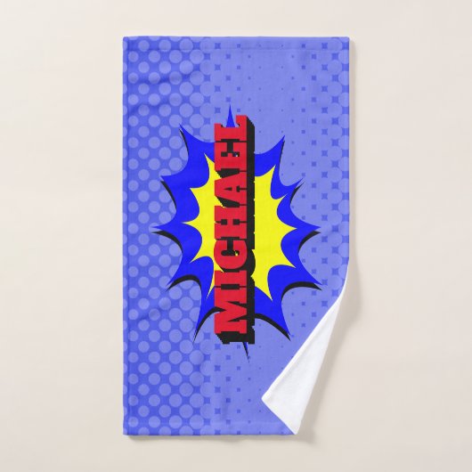 Superhero Kids Comic Buch Personalisierter Name Badhandtuch Set (Handtuch)