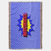 Superhero Kids Comic Buch Personalisierter Name Decke (Vorderseite Vertikal)