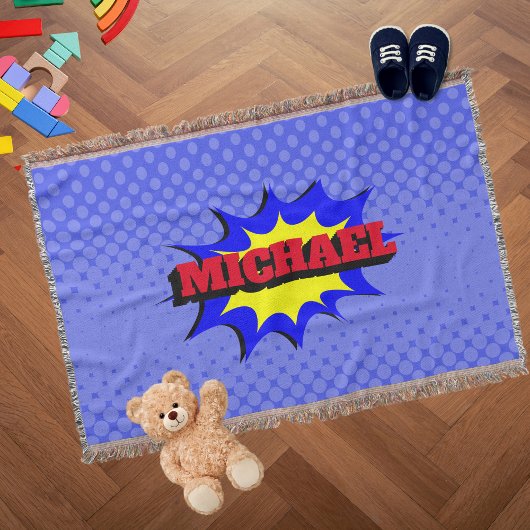 Superhero Kids Comic Buch Personalisierter Name Decke