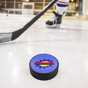 Superhero Kids Comic Buch Personalisierter Name Eishockey Puck