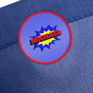 Superhero Kids Comic Buch Personalisierter Name Etiketten