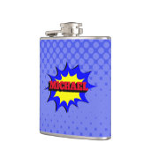 Superhero Kids Comic Buch Personalisierter Name Flachmann (Links)