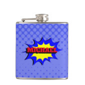 Superhero Kids Comic Buch Personalisierter Name Flachmann (Vorderseite)