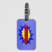 Superhero Kids Comic Buch Personalisierter Name Gepäckanhänger (Vorderseite Vertikal)