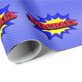 Superhero Kids Comic Buch Personalisierter Name Geschenkpapier (Rolleneckpunkt)