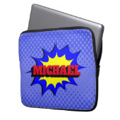 Superhero Kids Comic Buch Personalisierter Name Laptopschutzhülle (Vorderseite Links)