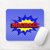 Superhero Kids Comic Buch Personalisierter Name Mousepad (Mit Mouse)