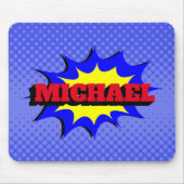 Superhero Kids Comic Buch Personalisierter Name Mousepad (Vorne)