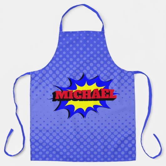 Superhero Kids Comic Buch Personalisierter Name Schürze (Vorderseite)
