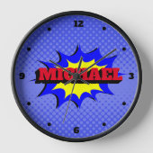 Superhero Kids Comic Buch Personalisierter Name Uhr (Vorderseite)