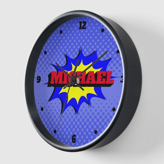 Superhero Kids Comic Buch Personalisierter Name Uhr (Winkel)
