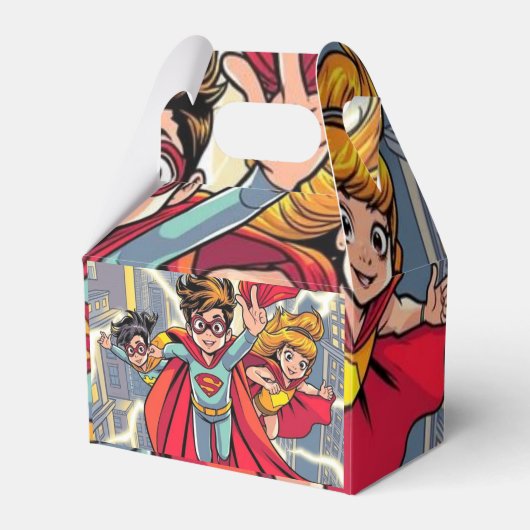 Superhero Kids Gastgeschenk Box - Comic Style Gesc Geschenkschachtel (Vorderseite)