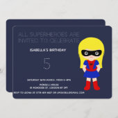 Superhero Kids Girls Geburtstagsparty Einladung (Vorne/Hinten)