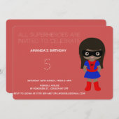 Superhero Kids Girls Geburtstagsparty Einladung (Vorne/Hinten)