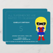 Superhero Kids Girls Geburtstagsparty Einladung (Vorne/Hinten)