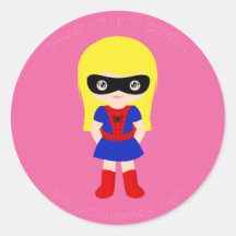 Superhero Kids Girls Geburtstagsparty Pink Sticker