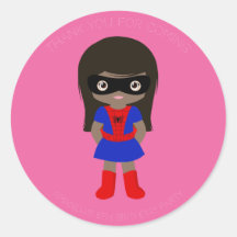 Superhero Kids Girls Geburtstagsparty Pink Sticker