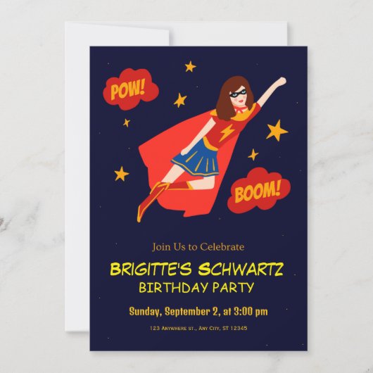 Superhero Kindergeburtstag Einladung (Vorderseite)