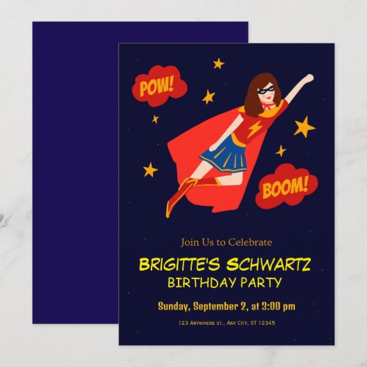 Superhero Kindergeburtstag Einladung (Vorne/Hinten)