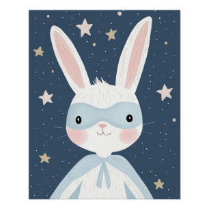 Superhero-Kinderzimmer-Druck, Bunny-Wandkunst Kind Poster