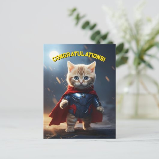 Superhero Kitten Postkarte (Stehend Vorderseite)