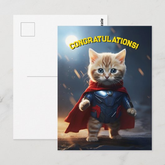 Superhero Kitten Postkarte (Vorne/Hinten)