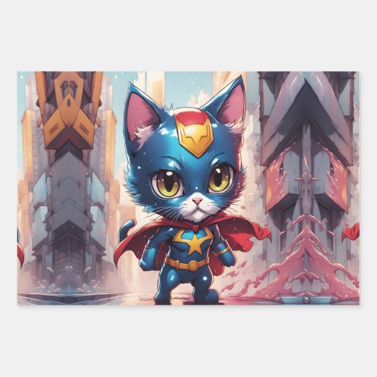 Superhero Kitty Geschenkpapier Set (Vorderseite 3)