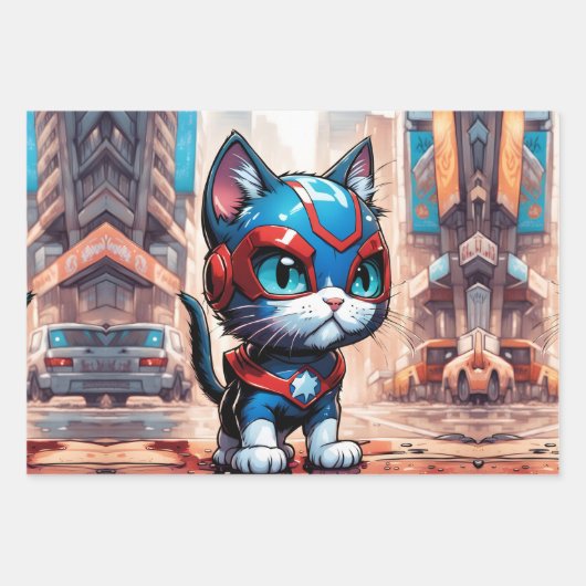 Superhero Kitty Geschenkpapier Set (Vorderseite 2)