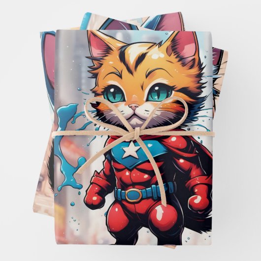Superhero Kitty Geschenkpapier Set (Beispiel)