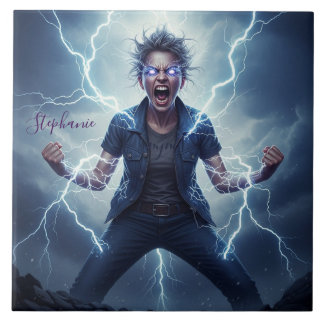 Superhero Lightning Energy Woman Fliese