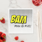 Superhero Luncheon Napkins Gelbe "Bam" mit Punkten Serviette (Beispiel)