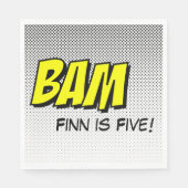 Superhero Luncheon Napkins Gelbe "Bam" mit Punkten Serviette (Vorderseite)